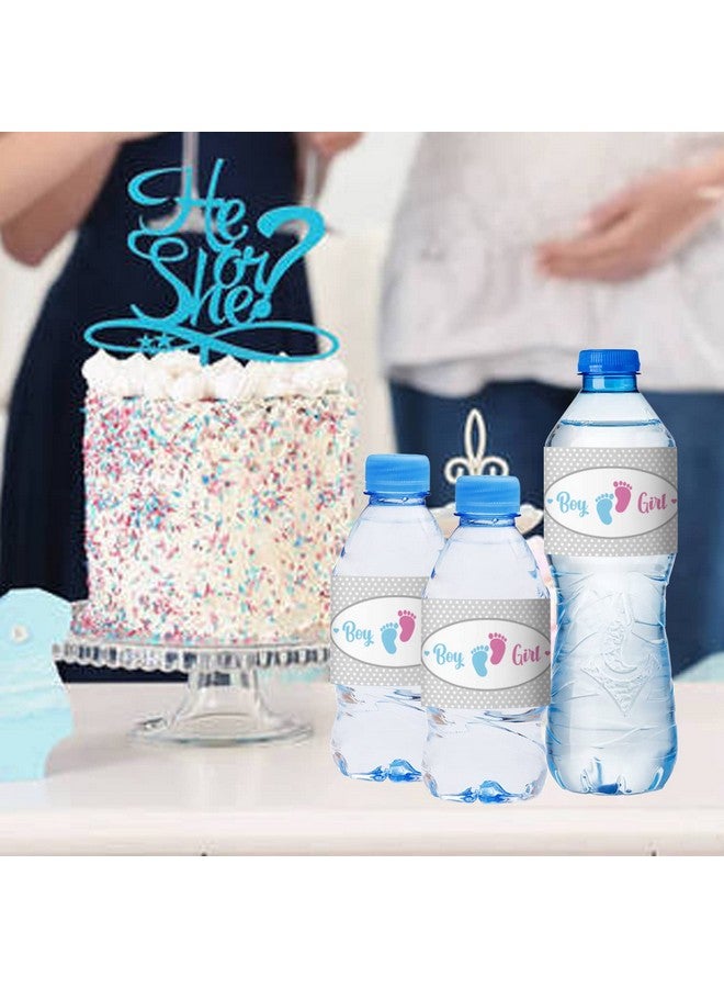 EKSPLODI None Brand Boy or Girl Baby Shower Party Water Bottle Labels, 24 Gender Reveal Waterproof Stickers, Decoration Supplies., Gray, 8.6 x 2 Inch - Image 2