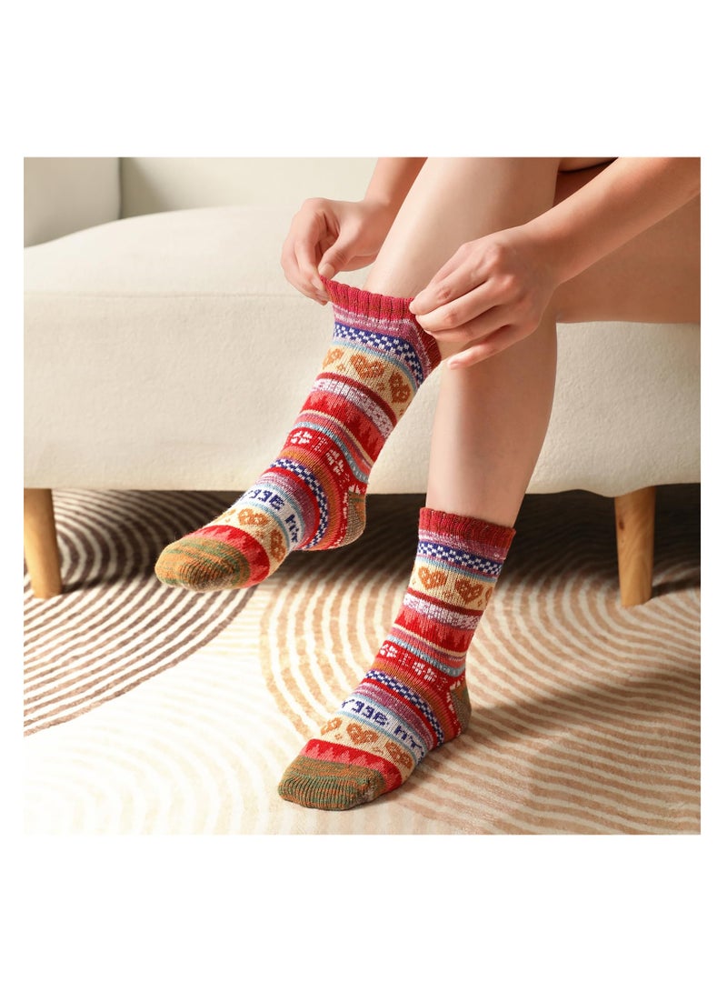 KASTWAVE 5 Pairs Wool Socks for Women Mens Socks Winter Socks for Women Cold Weather Thick Cozy Knit Warm Socks - Image 2
