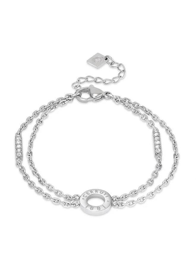 Erika Silver Plated Stainless Steel Double Chain Bracelet for Women 170mm