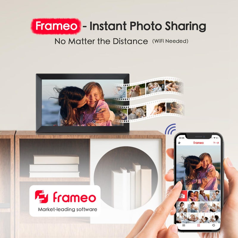 FLYRUIT Digital Picture Frame, Frameo 15.6 inch Large Digital Photo Frame WiFi, 1920 * 1080 IPS FHD Touchscreen, 32GB Storage, Instant Share Photo Video, Gift for Mom - Image 3