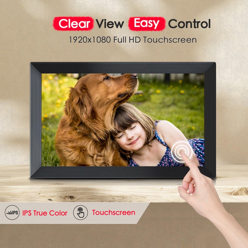 FLYRUIT Digital Picture Frame, Frameo 15.6 inch Large Digital Photo Frame WiFi, 1920 * 1080 IPS FHD Touchscreen, 32GB Storage, Instant Share Photo Video, Gift for Mom - Image 5