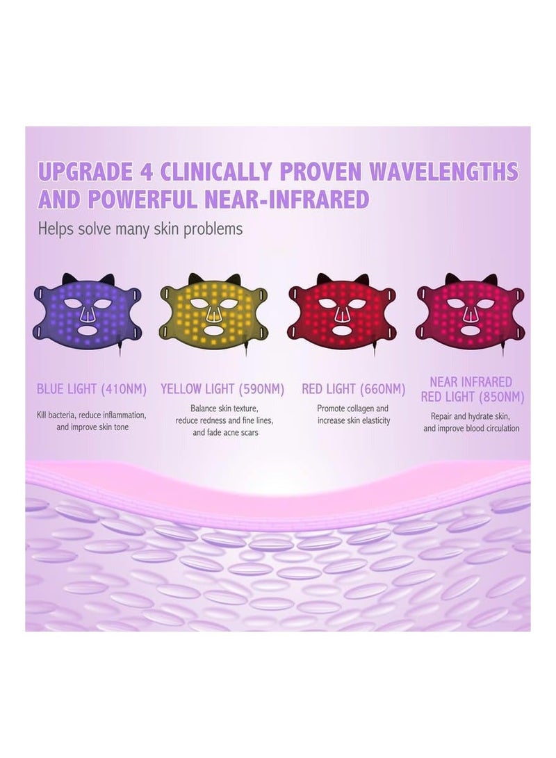 إسكدنيا علاج الضوء الأحمر للوجه، قناع سيليكون LED ضوء أحمر بأربعة ألوان 660 نانومتر و 850 نانومتر للاستخدام المنزلي، اليوغا، الساونا، ممارسة الرياضة، المشي، لأحجام وجه مختلفة - Image 5