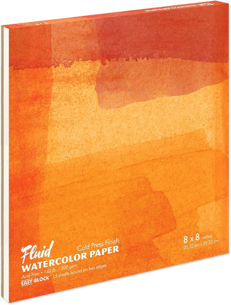 Speedball 8x8 Cold Press Watercolor Paper Block - 15 Sheets, Acid-Free, 140 lb (300 GSM) - Image 1