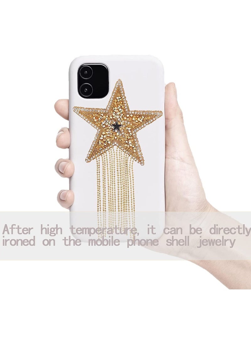 SYOSI - Iron on Patches with Chains Tassel 4Pcs Five-Pointed Star Pattern Clothes Patches Iron on Fashion Appliques with Chains Tassel Badge DIY Repair Decorate Patch for Clothes Dress Jeans Hats Bags - Image 1