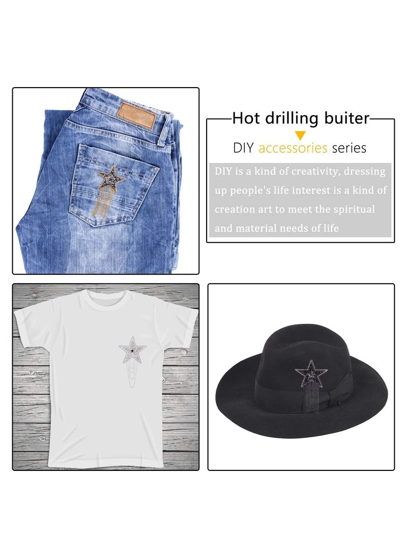 SYOSI - Iron on Patches with Chains Tassel 4Pcs Five-Pointed Star Pattern Clothes Patches Iron on Fashion Appliques with Chains Tassel Badge DIY Repair Decorate Patch for Clothes Dress Jeans Hats Bags - Image 1