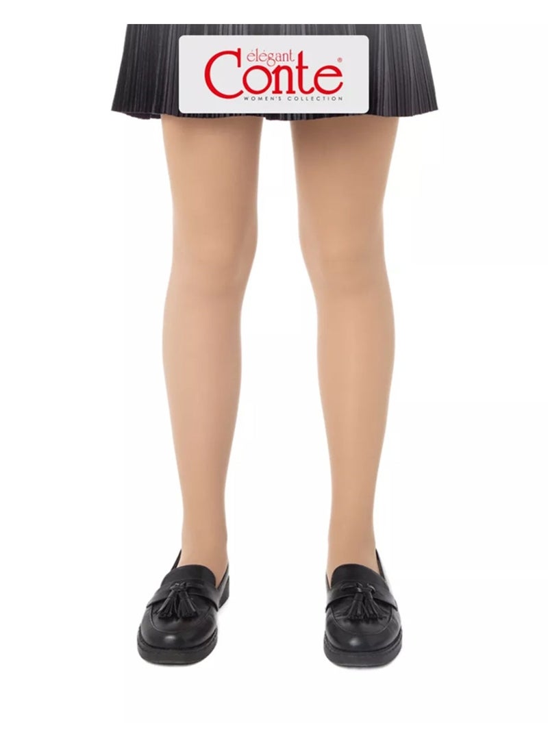 Conte Ballet Dance School Uniform Ultra Durable Nylon Tights for Girls - Beige 2 Pairs - Image 5