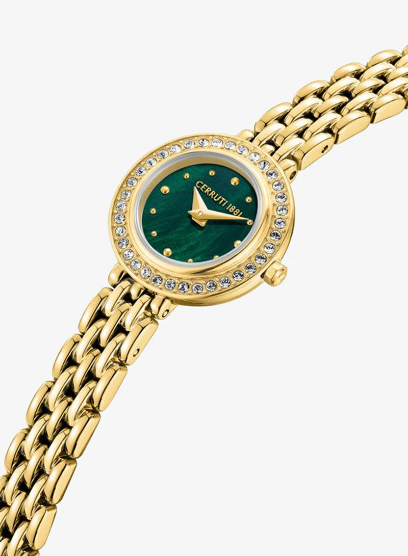 شيروتي 1881 Matera Analog Women's Watch - Green Mother of Pearl Dial, Crystal Embedded Topring