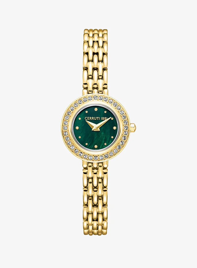 شيروتي 1881 Matera Analog Women's Watch - Green Mother of Pearl Dial, Crystal Embedded Topring