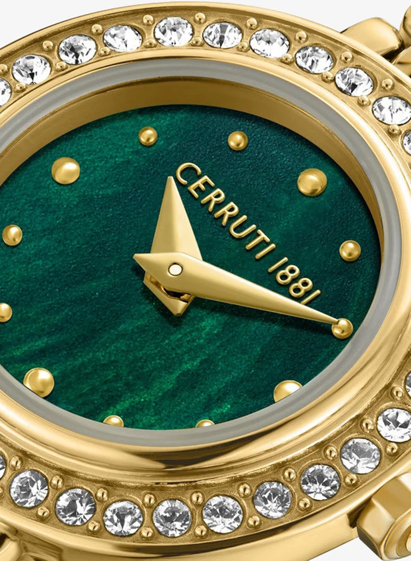 CERRUTI 1881 Gold Women's Matera Analog Women's Watch - Green Mother of Pearl Dial, Crystal Embedded Topring for Women | Best Price UAE