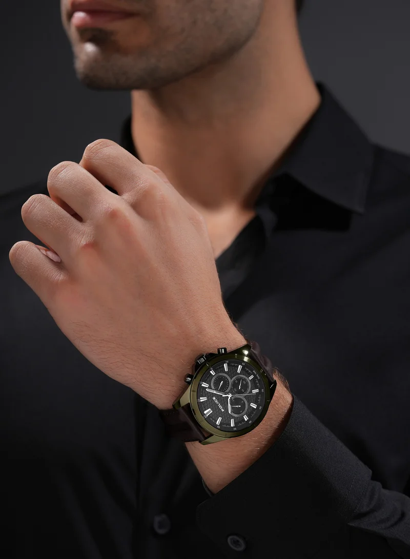 Police Grey Men's Malawi Grey Dial Brown Leather Strap Multifunction Watch for Men, 43mm for Men | Best Price UAE