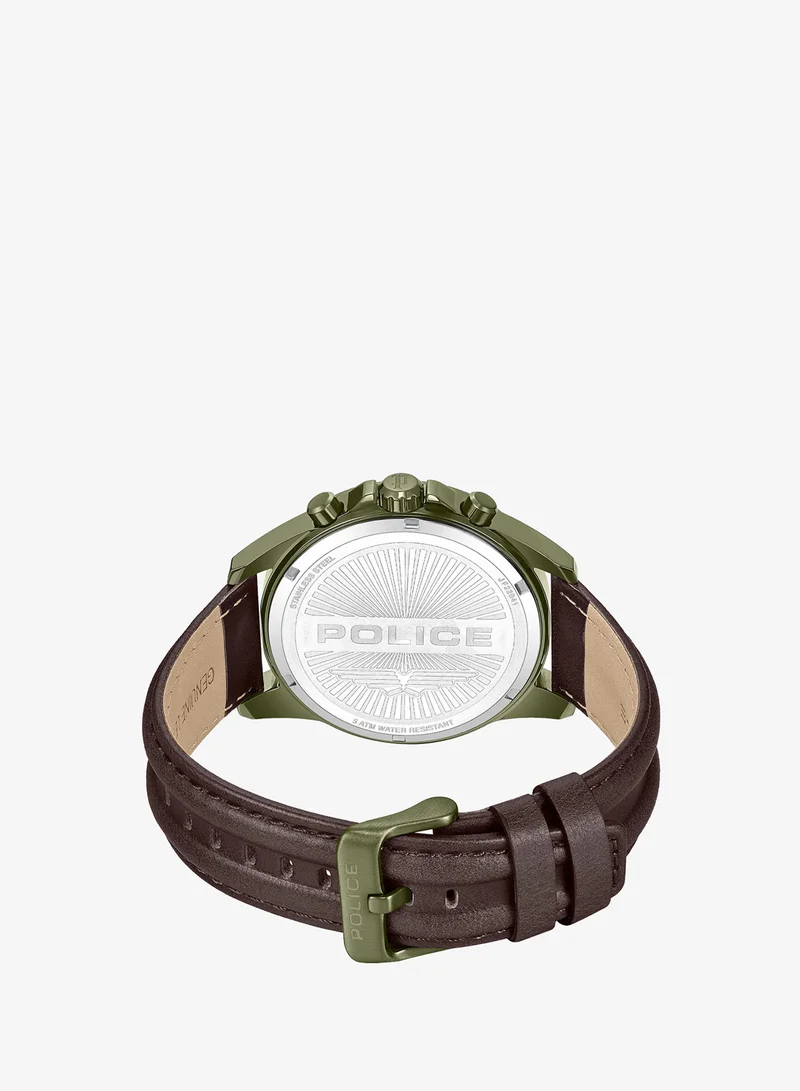 Police Grey Men's Malawi Grey Dial Brown Leather Strap Multifunction Watch for Men, 43mm for Men | Best Price UAE