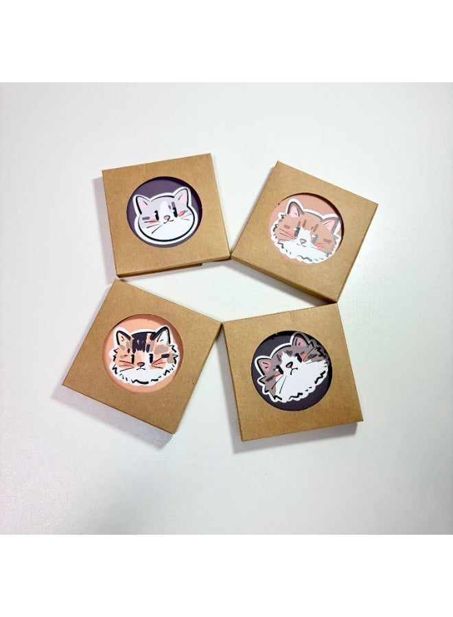 Set of 4 Adorable Cat Ceramic Coasters (10cm) - Ultra-Absorbent Stone Drink Mats with Non-Slip Cork Base - Heat Resistant & Decorative Round Cup Mats for Home & Office - Image 5