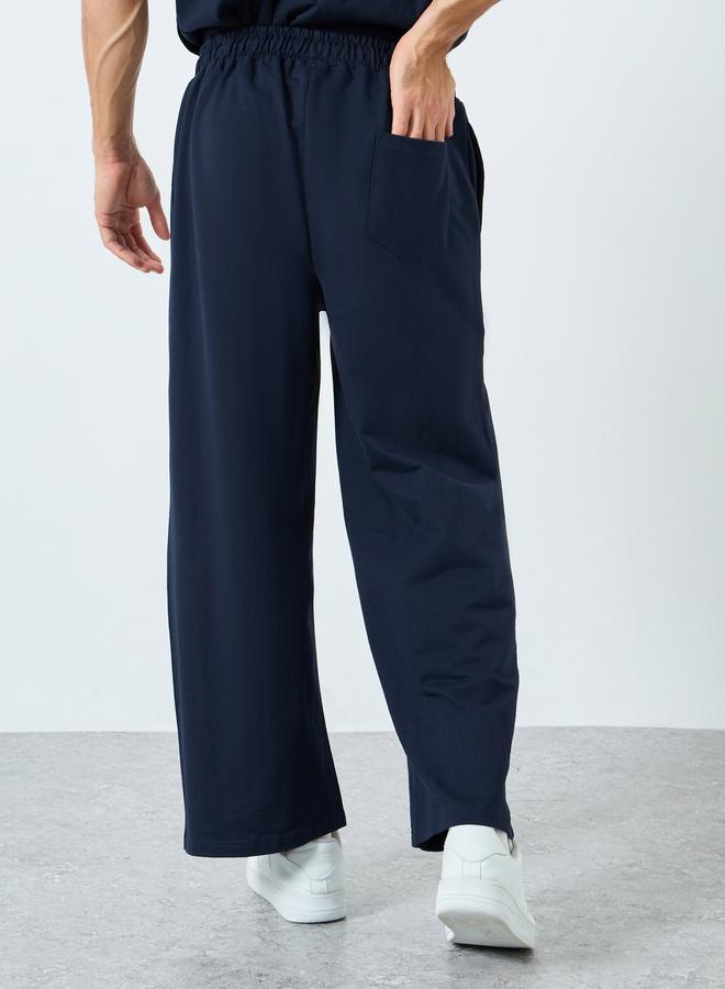 Styli Navy Blue Star Print Wide Leg Joggers - Image 5