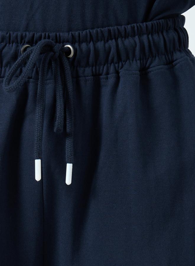 Styli Navy Blue Star Print Wide Leg Joggers - Image 3