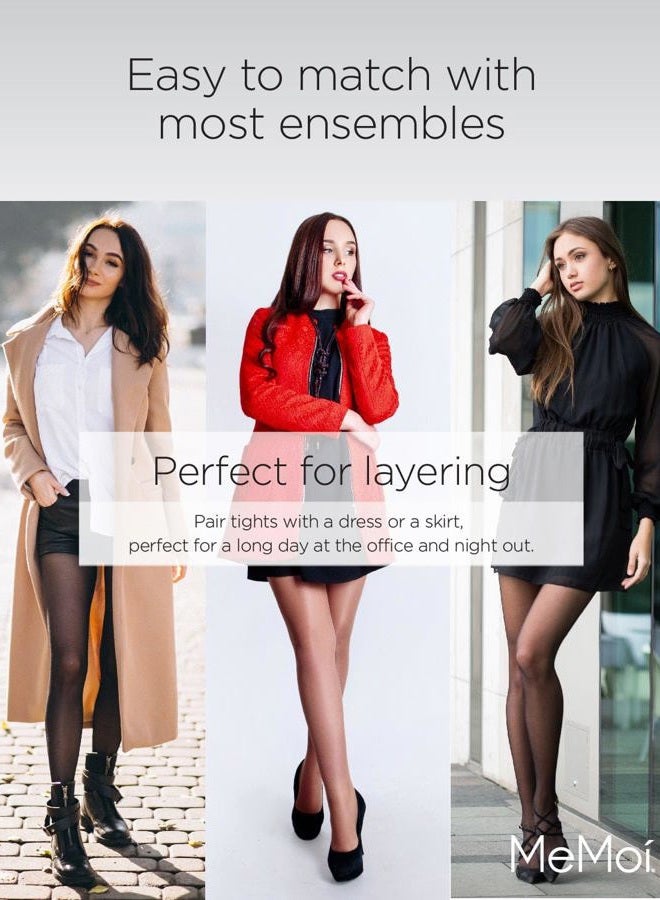 MeMoi Perfectly Opaque Control Top Microfiber 2-Pair Pack Tights Black MO 646 Large/XLarge - Image 5