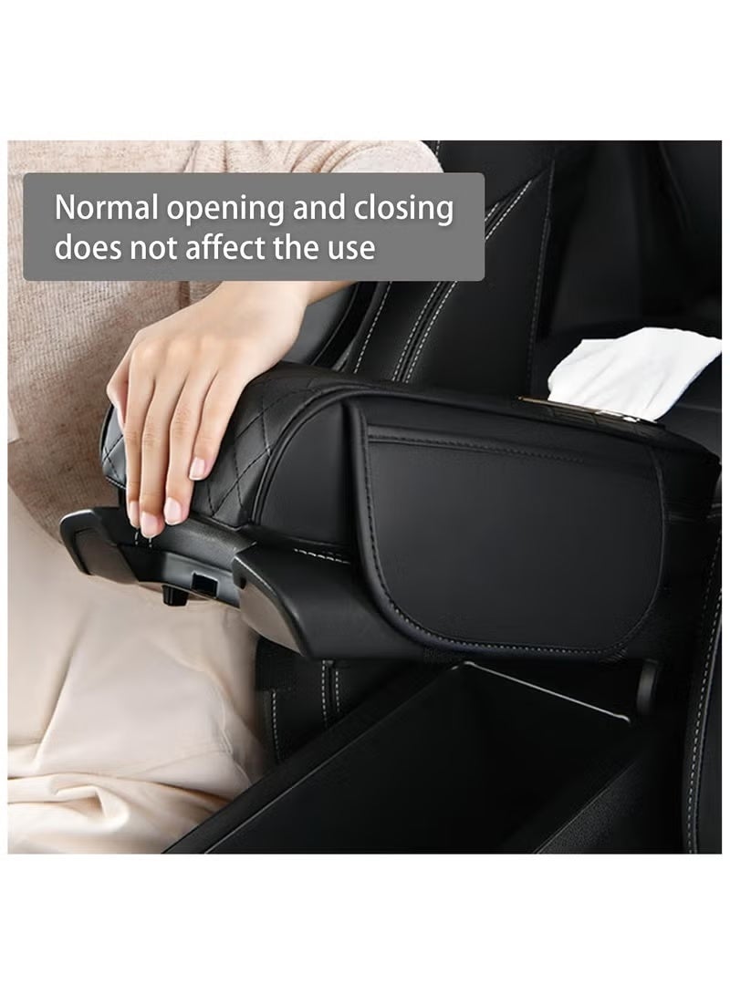 Soofam Multipurpose Car Center Console heighten Cover, Leather Car Armrest Booster Pads, Leather Car Armrest Cover Protector, Armrest Box, Suitable for Most Vehicles, SUVs, Trucks, Cars (Beige) - Image 2