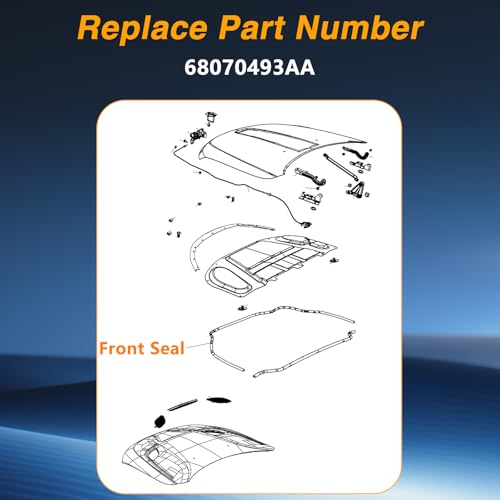 KPALAG Hood Seal Strip Compatible with 2011-2021 Jeep Grand Cherokee 2011-2025 Dodge Durango, Front Seal with Rivets Replace# 68070493AA - Image 5