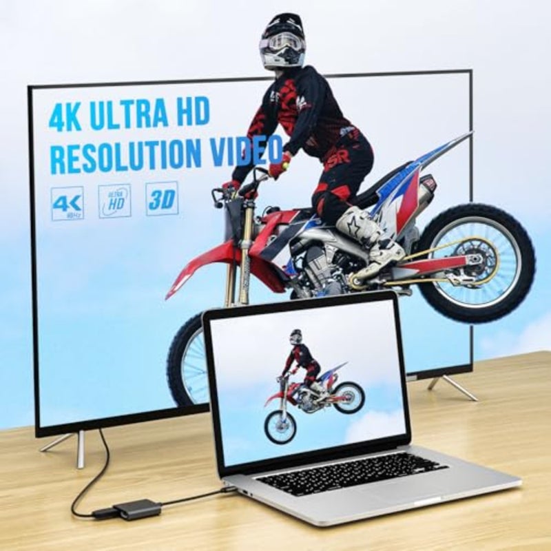 محول USB C إلى HDMI مزدوج لإعداد الشاشة المزدوجة، سبائك الألومنيوم، أسود، يدعم 4K@60 هرتز مع وظيفة التوصيل والتشغيل - Image 4