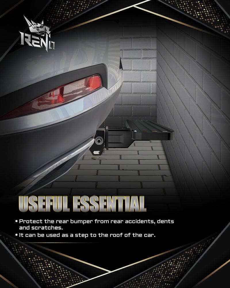 RENO Hitch Step, Rear Bumper Guard Protector Compatible with 2" Receiver Truck Car SUV Vehicles Bumper Step (Aluminium, Black, 1Pack) - Image 3