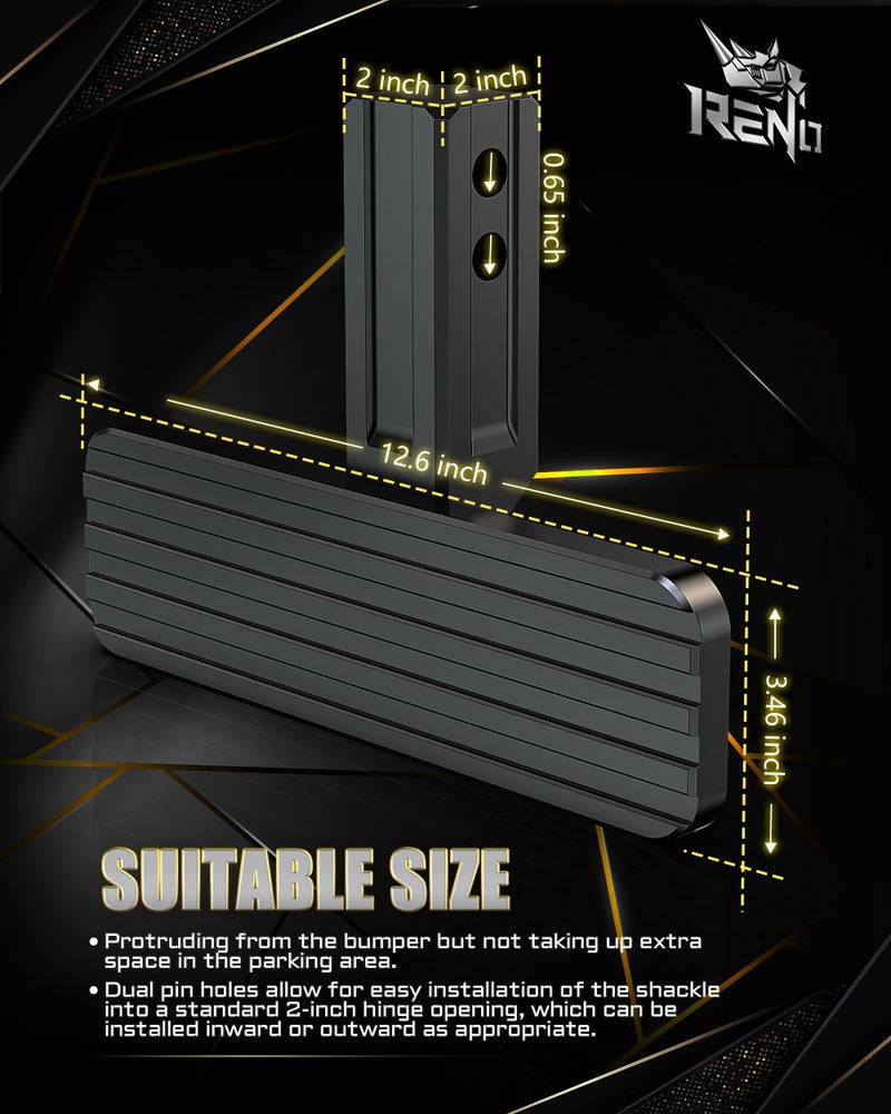 RENO Hitch Step, Rear Bumper Guard Protector Compatible with 2" Receiver Truck Car SUV Vehicles Bumper Step (Aluminium, Black, 1Pack) - Image 4