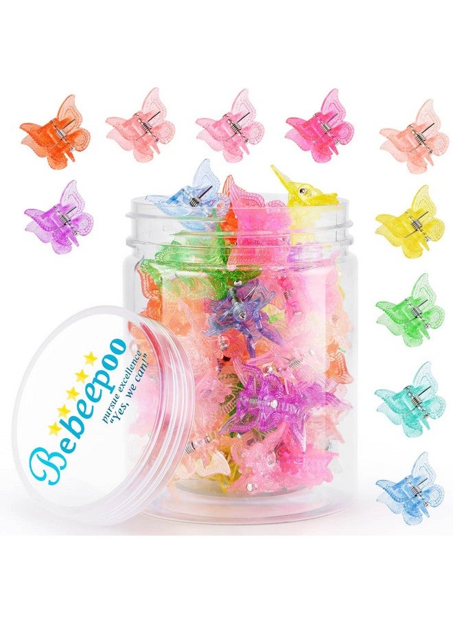 BEBEEPOO Mini Butterfly Hair Claw Clips, Glitter Small Hair Clips Claw,Small Hair Clips,Sparkly Colorful Hair Accessories for Girls and Women, Cute, Small, Tiny Clip, Set of 50 - Image 1