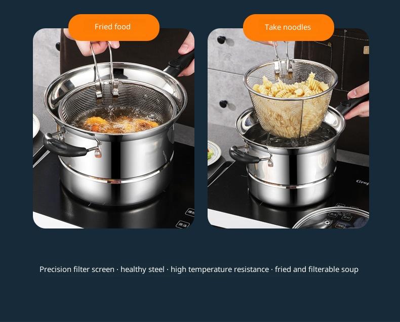 Household Multifunctional Steaming and Frying Pot Set with Basket - Image 4