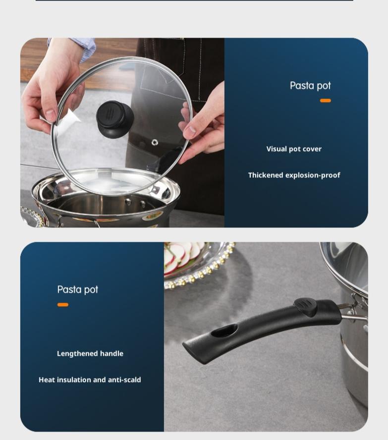 Household Multifunctional Steaming and Frying Pot Set with Basket - Image 5