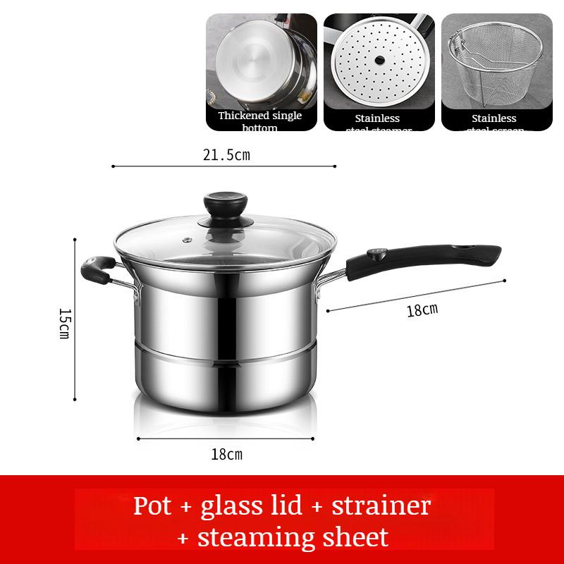 Household Multifunctional Steaming and Frying Pot Set with Basket - Image 1