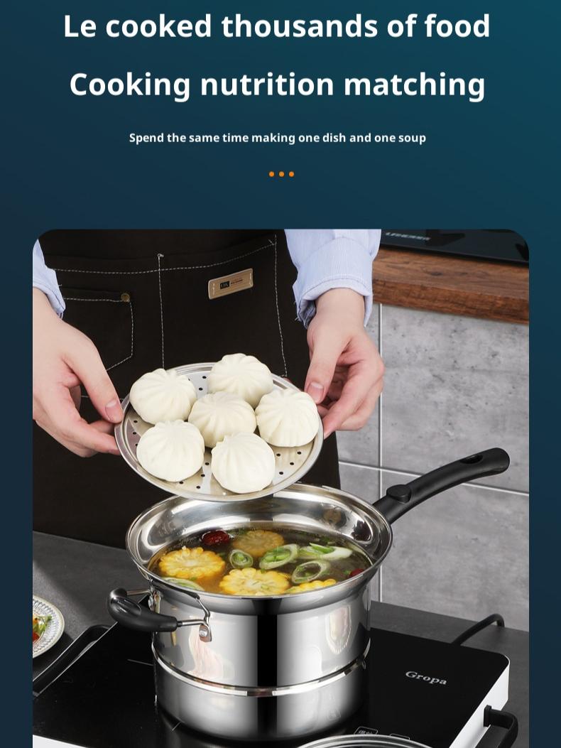 Household Multifunctional Steaming and Frying Pot Set with Basket - Image 3