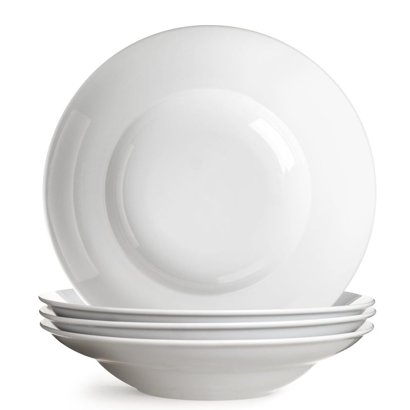 Wareland Large Pasta Bowls, 50 Ounces Big Salad Bowls, 10.7 inch White Soup Bowls, Ceramic Serving Bowl Set of 4, Wide and Shallow Bowls Set, Microwave and Dishwasher Safe - Image 1