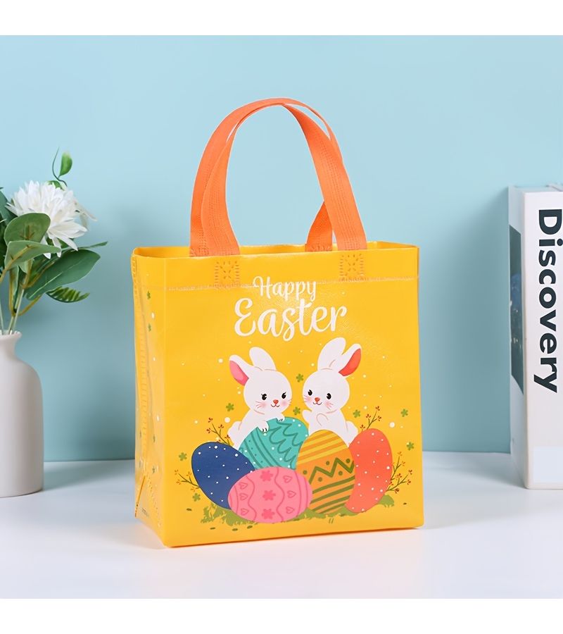 8PCS Easter Gift Bags With Bunny Eggs Carrot Design 9 x 8.6 x 4.3 Inches - Image 4