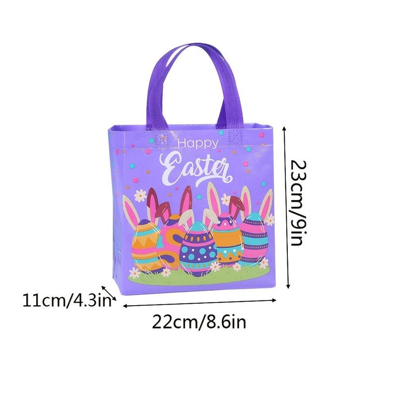 8PCS Easter Gift Bags With Bunny Eggs Carrot Design 9 x 8.6 x 4.3 Inches - Image 3
