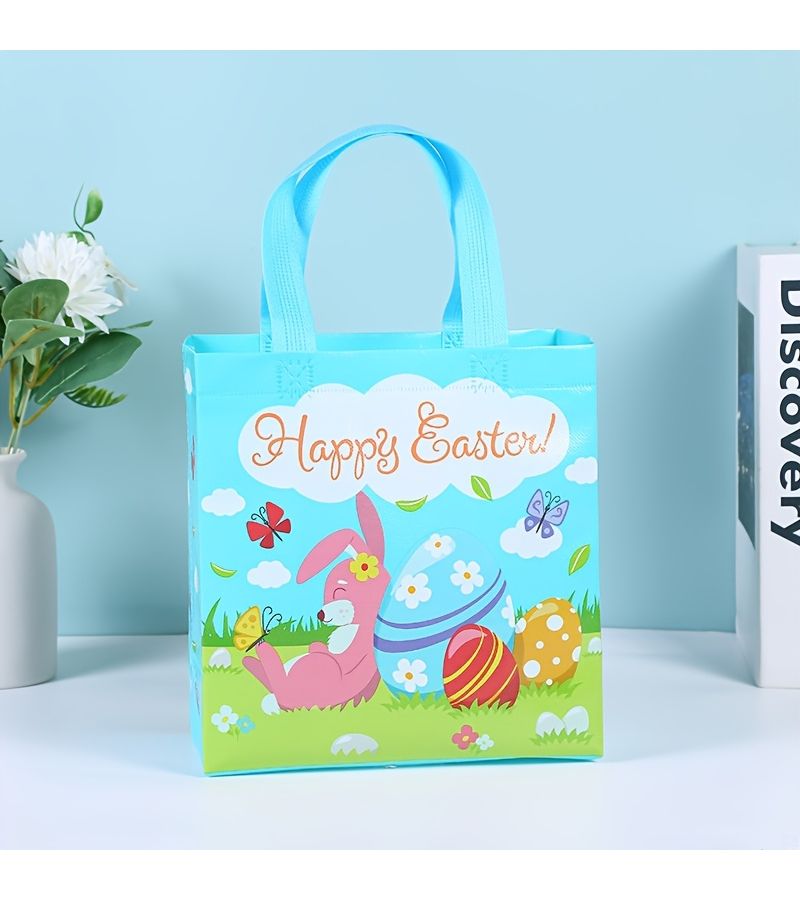 8PCS Easter Gift Bags With Bunny Eggs Carrot Design 9 x 8.6 x 4.3 Inches - Image 5