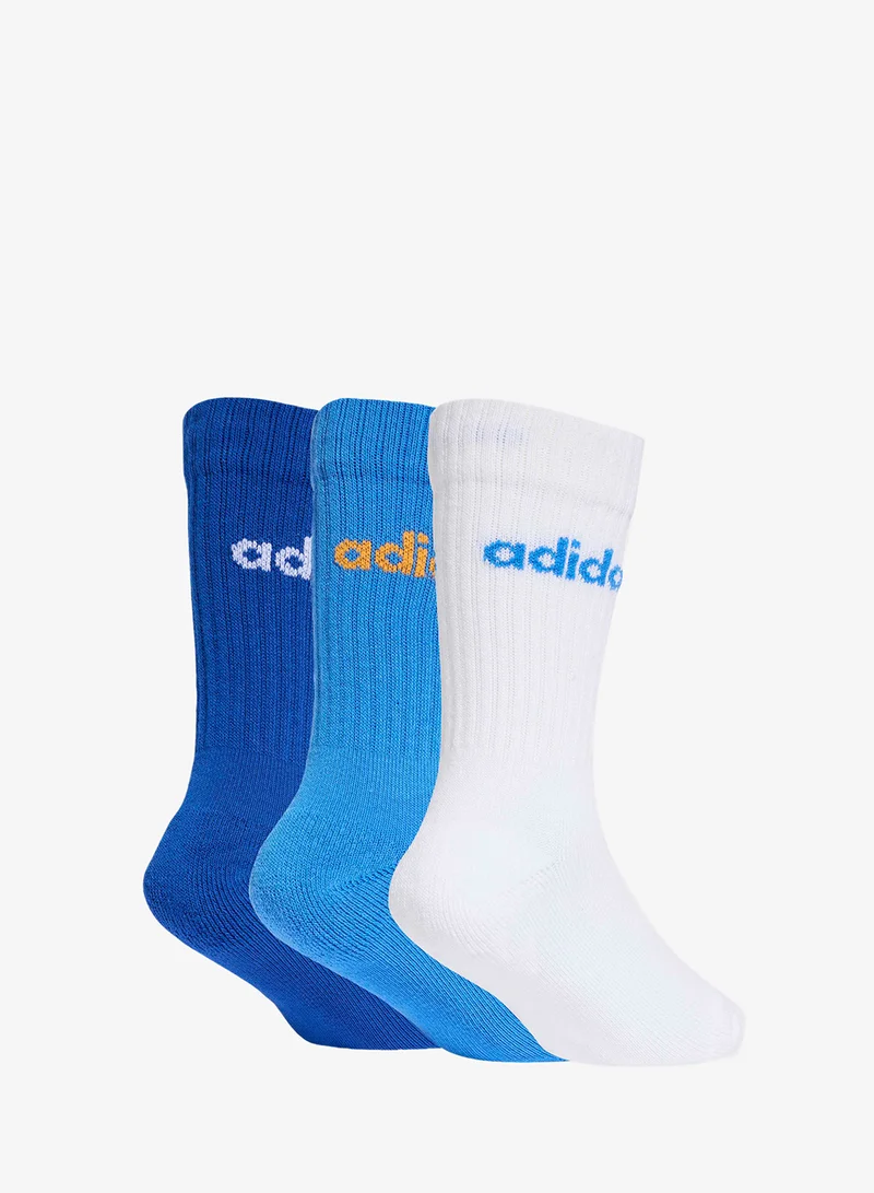 Adidas Kids 3 Pack Linear Crew Socks