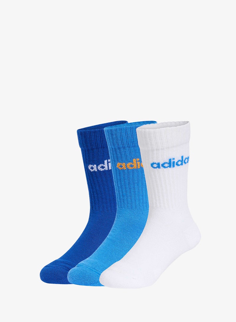Adidas Kids 3 Pack Linear Crew Socks - Image 1