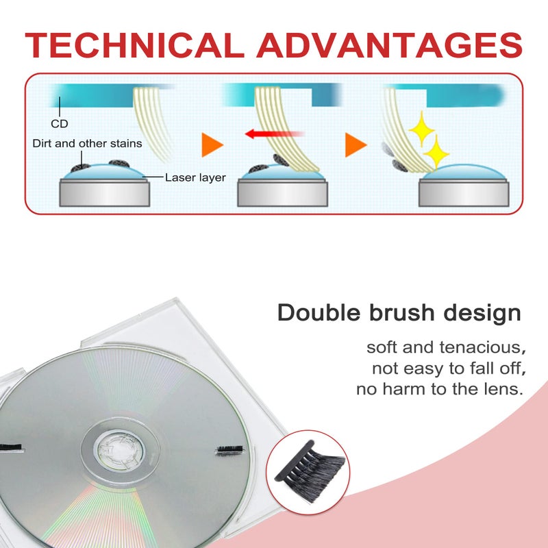 Nicer مجموعة تنظيف مشغل CD/VCD/DVD Nicer، قرص تنظيف عدسة الليزر مع نظام تنظيف فرشاة مزدوجة، NS-2 - Image 3