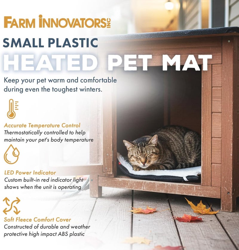 Farm Innovators Inc. Farm Innovators HM-60S 13 x 19 In Plastic Heated Pet Mat with Fleece Cover and Heavy Duty Anti Chew Cord Protector for Dogs, Cats, and More, 60W - Image 2