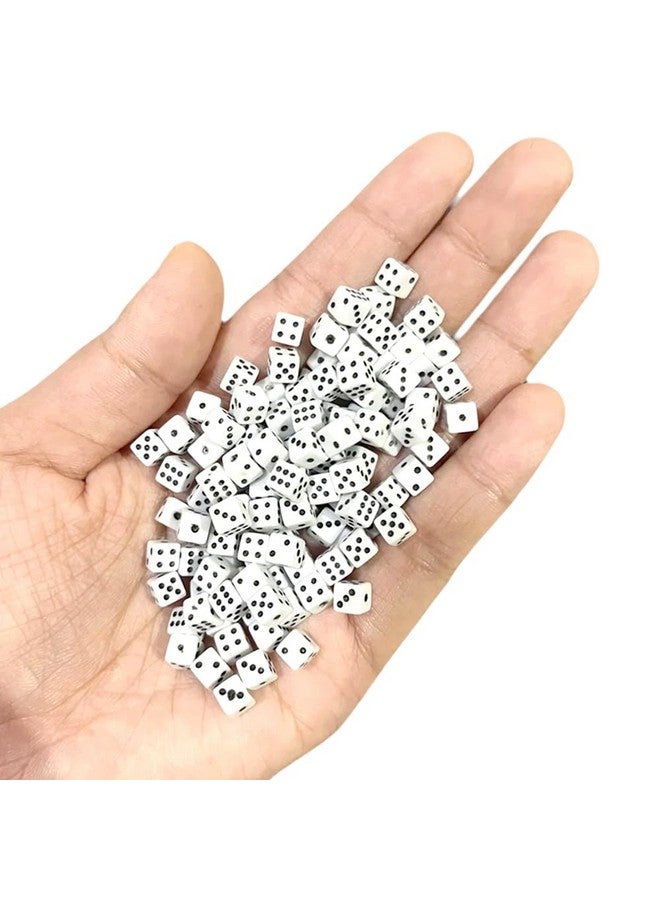 100 Pieces 5mm Mini Dice, 6 Sided for Board Games, Bulk D6 1/5" White Game Dot Square Set 