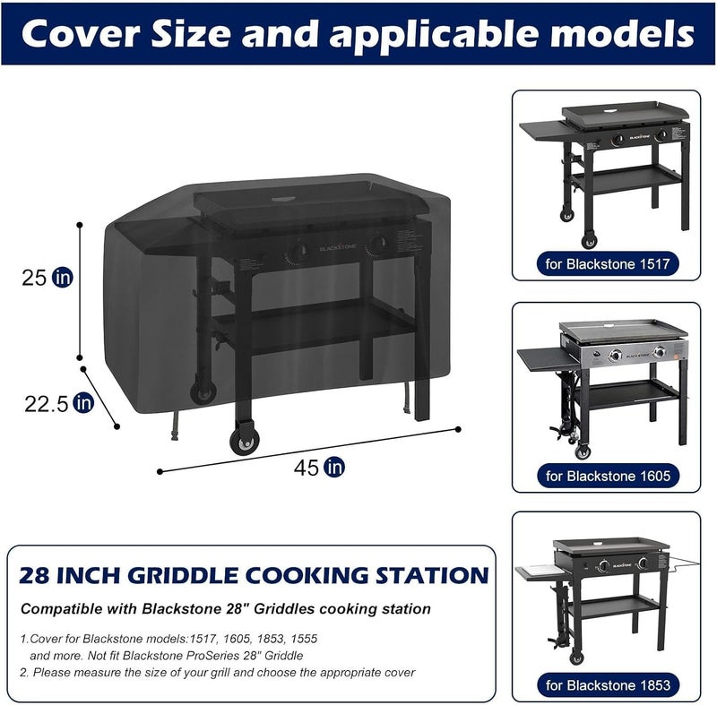 bruwaa Griddle Cover for Blackstone 28 Inch Griddle, for Blackstone 1517, 1605, 1853, 1555, Waterproof Oxford Flat Top Gas Grill Cover - Only Cover - Image 2