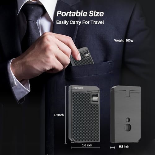 HONEST Mini Metal Lighter Butane Refillable Double Flame Lighters with Visible Window Adjustable Jet Lighter Great Gifts for Men and Women Without Gas Carbon - Image 3