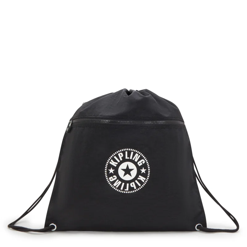 kipling Supertaboo Lite Unisex Medium Backpack (With Drawstring) - Black