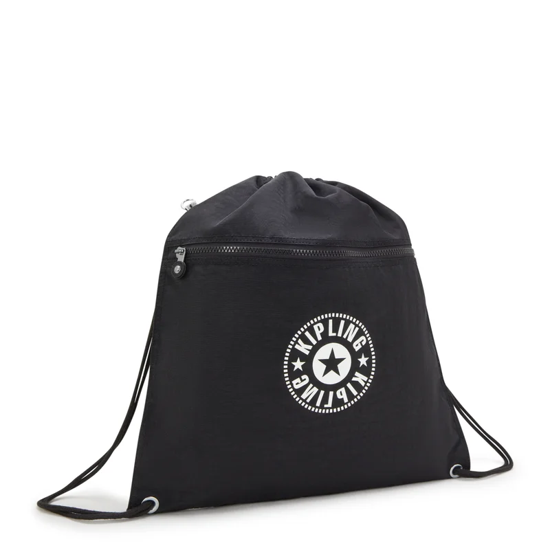 kipling Supertaboo Lite Unisex Medium Backpack (With Drawstring) - Black