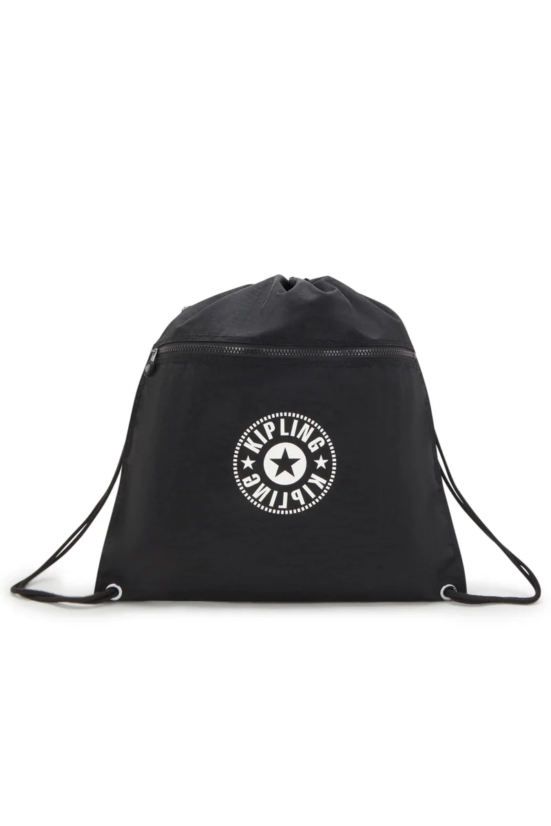 kipling Supertaboo Lite Unisex Medium Backpack (With Drawstring) - Black