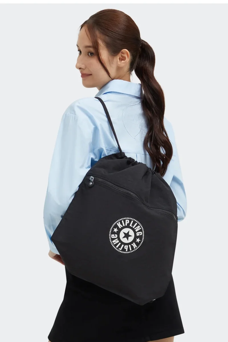 kipling Supertaboo Lite Unisex Medium Backpack (With Drawstring) - Black