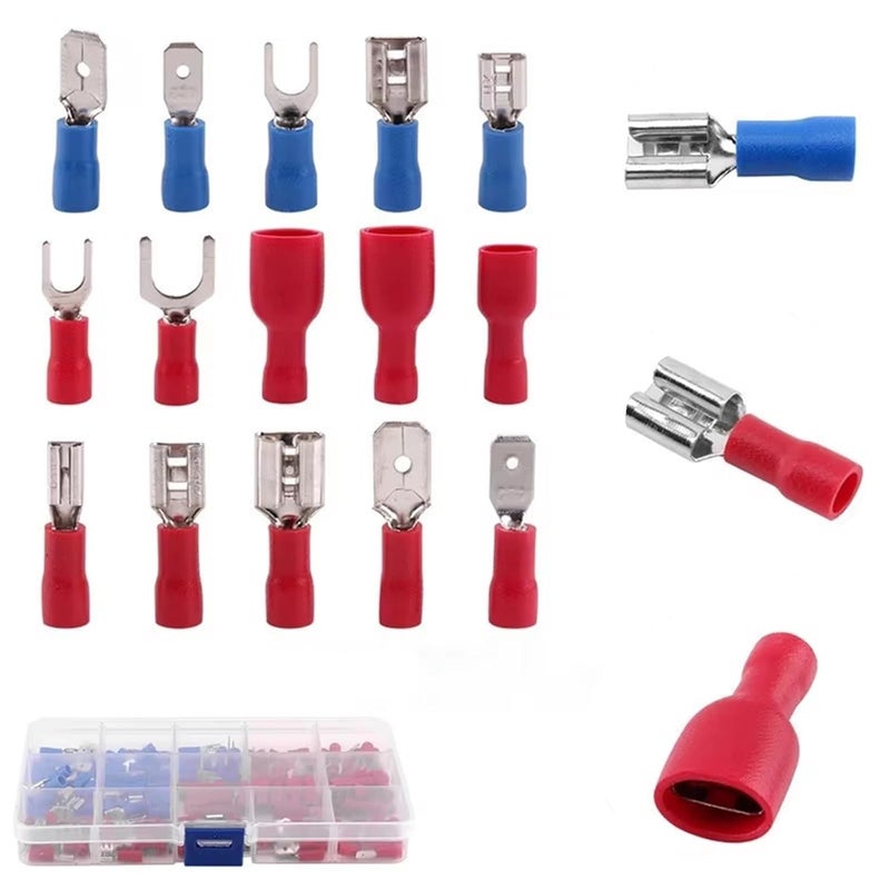 Insulated Cable Connector Crimp Connectors, Ring Spade Fork Butt Wire Kit,Quick Disconnect Terminals Electrical Wire Connector terminals(140 pcs) - Image 1