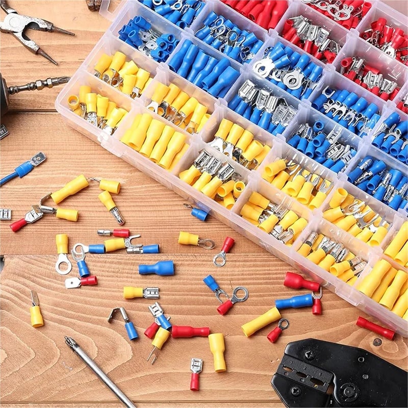 Insulated Cable Connector Crimp Connectors, Ring Spade Fork Butt Wire Kit,Quick Disconnect Terminals Electrical Wire Connector terminals(140 pcs) - Image 3