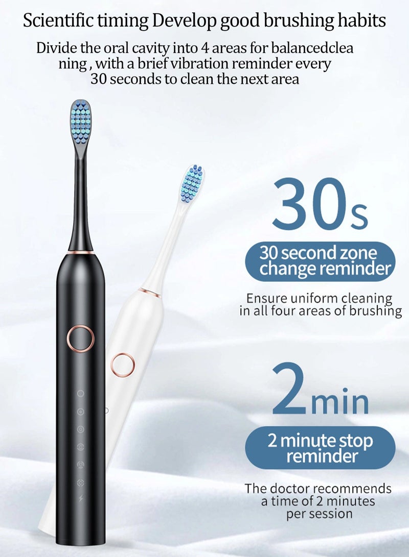 Electric Toothbrush, Sonic Toothbrush with 8 Brush Heads Ultra Sonic Motor 6 Modes, Rechargeable, IPX7 Waterproof, Electric Toothbrush for Adults and Teenagers - Image 3