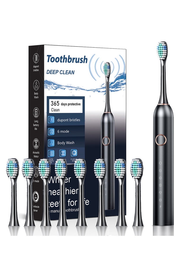 Electric Toothbrush, Sonic Toothbrush with 8 Brush Heads Ultra Sonic Motor 6 Modes, Rechargeable, IPX7 Waterproof, Electric Toothbrush for Adults and Teenagers - Image 1