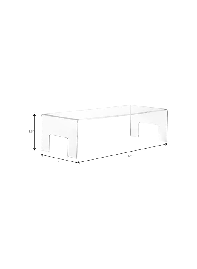 The Bros 2 Pack Clear Acrylic Display Risers, POP Shelves, Cologne Organizer Display Stand for Jewelry, Cosmetics, Dessert, Cupcake, Candy, Toys Figures (30x12.7x8 cm, 5mm Thick) - Image 3