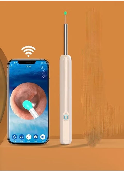 Wireless Ear Endoscope 1296P HD with LED Light for iPhone, iPad, Android Phones (White)